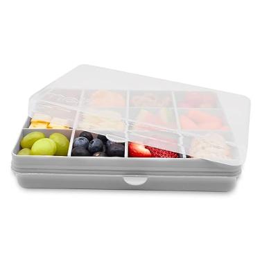Imagem de melii Snackle Box – Recipiente de lanche dividido, armazenamento de alimentos para crianças, divisórias removíveis, artes e artesanato, miçangas, livre de BPA – 12 compartimentos (cinza)