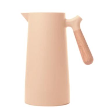 Imagem de Garrafa Térmica de Plástico com Cabo de Madeira e Termômetro Nórdica Salmão Claro 1lt. Wolff