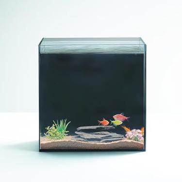 Imagem de Tanque de peixes de alta clareza de 3,5 galões 30 x 15 x 30 cm - aquário de vidro com baixo teor de ferro com designs finos e estreitos que economizam espaço | Inclui tapete antiderrapante, protetores