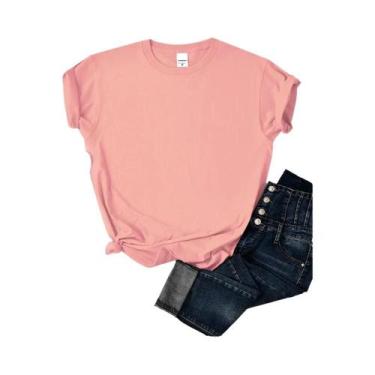 Imagem de Camisetas Femininas De Verão Em Cores Sólidas, Soltas, Com Decote Redo