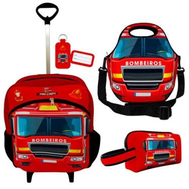 Imagem de Kit Escolar Infantil Mochila de Rodinha Lancheira Térmica Necessaire P