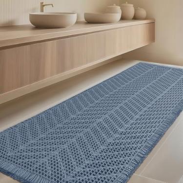 Imagem de Tapete de banheiro extra grande, tecido boêmio, moderno, absorvente antiderrapante, tapetes de banheiro ultramacios, tapetes de banho de malha laváveis à máquina com espinhas de peixe para banheiro