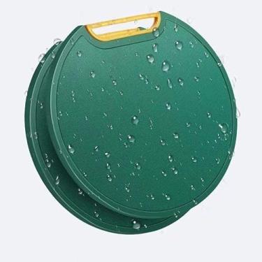 Imagem de Tábua de Corte Retangular e Redonda Antibacteriana com Alça, Resistente a Mofo e Anti‑rachaduras para Cozinha Verde, Carne e Vegetais (1PCS,redondo)