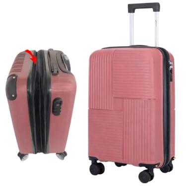 Imagem de Mala de Bordo Rosa 55x35x25cm ANAC, Expansível 20%, ABS Rígido, Rodas Duplas 360°, Cadeado TSA Integrado, Alça Telescópica Ajustável, 2,5kg