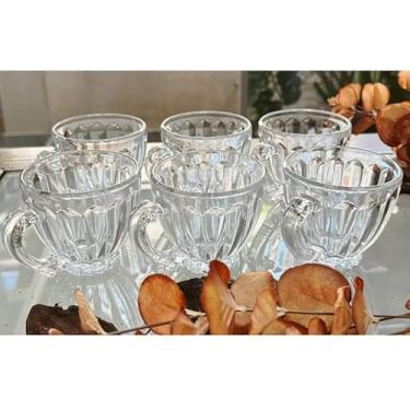 Imagem de Xícaras de Chá Café 200ml Itália Rainbow Ambar Jogo 6 Peças Canecas Cristal Brilhante Luxuoso Rose(Cristal)