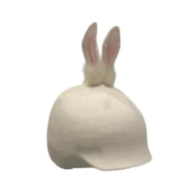 Imagem de Aymzbd Capa para Capacete de Esqui, Acessório para Capacete, Quente, Macia, Bonita, Criativa, Gorro de Tricô Protetor, Decoração, Gorro de Inverno para Esqui, Orelha de Coelho Branca