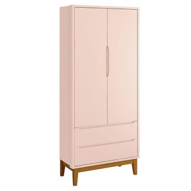 Imagem de Guarda Roupa Infantil New Classic 2 Portas Rosa com Pés Madeira - Reller