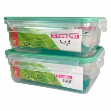 Imagem de Kit 2 Pote Plástico Com Trava Hermético 1,24l Freshy Sanremo