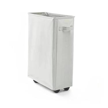 Imagem de Cesto de Roupa Suja Dobrável Com Rodas Universais Tecido Oxford,Organizador para Quarto e Banheiro,Ideal para Famílias(Cinza claro)