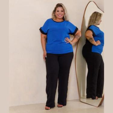 Imagem de Conjunto Feminino Verão Blusa Manga Curta e Calça Plus Size - Rosana F