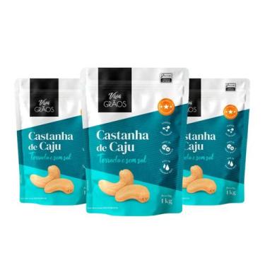 Imagem de Castanha de Caju Torrada Sem Sal 1kg - VIVA GRÃOS KIT COM 3