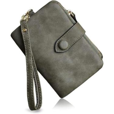 Imagem de Carteira feminina de grande capacidade com alça de couro sintético macio, organizador de moedas, para uso ao ar livre, diário, Verde, Carteira unissex