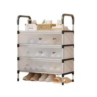 Imagem de Sapateira 4/6 andares Organizador Largura 60/80 cm Com Capa Protetora Contra Poeira p/Tênis, Hall de Entrada e Quarto(4 Camadas-Branco-60cm)