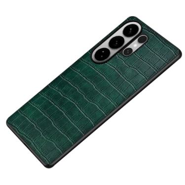 Imagem de LTLMYDAM Capa fina para Samsung Galaxy S26 Ultra/S26 Plus/S26, textura de crocodilo, à prova de choque, leve, capa de couro luxuosa, macia, verde, S26 Ultra