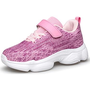 Imagem de MURDESOT Tênis infantil infantil para meninos e meninas atléticas com alça esportiva para crianças pequenas/crianças grandes, Rosa 2, 6 Toddler