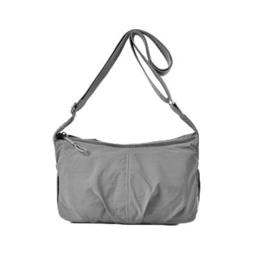 Imagem de CHENXIAOHONG Bolsa transversal feminina de nylon, bolsa de ombro feminina leve e impermeável, bolsa média casual para uso diário(Cinza escuro)