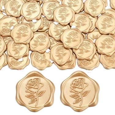 Imagem de Yoption Adesivos de selo de cera rosa, 100 peças de adesivos autoadesivos dourados claros para convites de casamento, embrulho de presente, artesanato