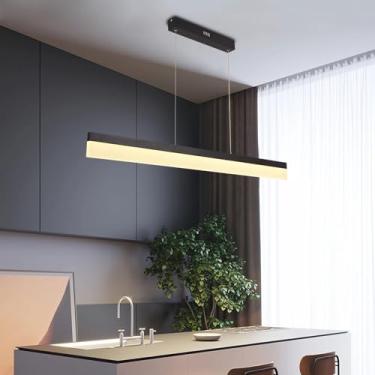 Imagem de Luminária de LED para Sala de Jantar, Lustre Pendente com Controle Remoto e Intensidade Ajustável, Ideal para Cozinha, Escritório e Bar (Preta, 150cm de Comprimento)