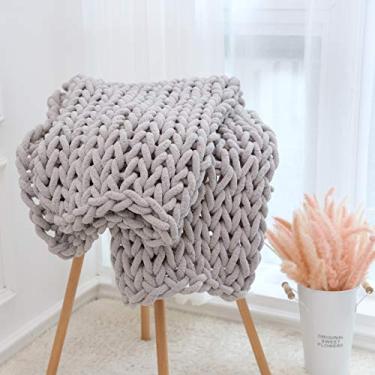 Imagem de Manta de Crochê Artesanal Grossa Fio Chenille Cama Capa Sofá Props Fotos Quente Confortável