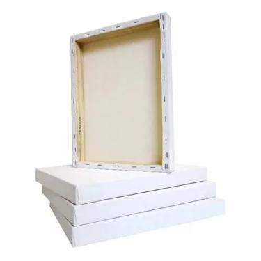 Imagem de Tela Branca para Pintura Quadro Canvas Arte Kit 4un 10x10cm