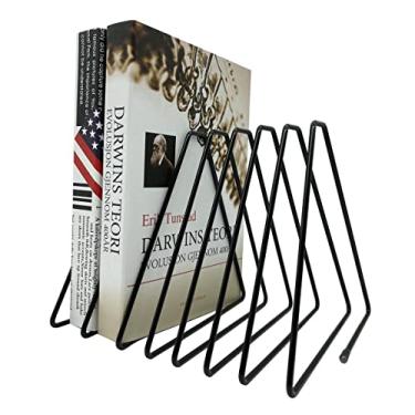 Imagem de JIARI Organizador de livro decorativo, suporte de revista organizador de arquivos de mesa para livros, suporte de livro de metal telescópico 7 seções (preto)