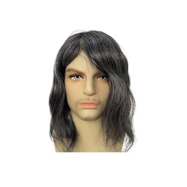 Imagem de Aplique de testa Sistema completo longo da substituição do cabelo humano plutônio peruca ultra fina dos homens pele 12 polegadas