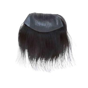 Imagem de Aplique de testa Peruca de cabelo humano para homens, base pele PU, estilo D, postiços frontais