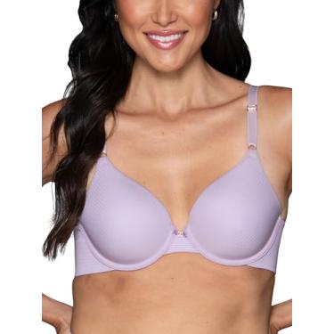 Imagem de Vanity Fair Sutiã feminino cobertura total beleza costas suavizante, tecido elástico em 4 direções, bojos levemente forrados até DD, Aro - Listra de lavanda suave, 36D