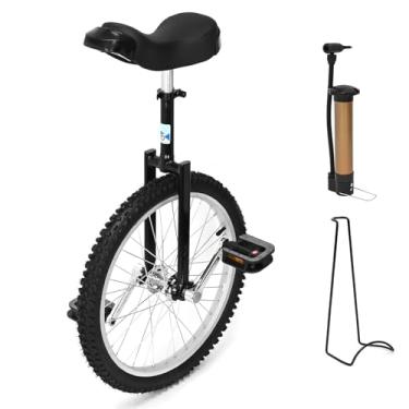 Imagem de tonchean Monociclo de 50 cm ajustável em altura, monociclo para adultos com suporte e pedal antiderrapante, bicicleta ergométrica preta clássica para esportes ao ar livre em ambientes fechados