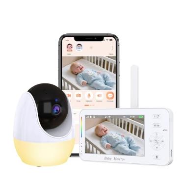 Imagem de Babá Eletrônica com Tela 4.3" e WiFi, Câmera HD 1080P, Visão Noturna Infravermelha, Monitor LCD Digital, Bateria 3500mAh, Intercomunicador Bidirecional, 110-220V