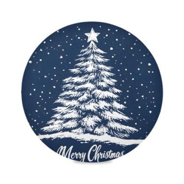 Imagem de STAYTOP Jogo americano redondo de árvore de Natal, 6 peças, tapetes de mesa antiderrapantes fáceis de limpar para decoração de mesa de festa de churrasco em casa