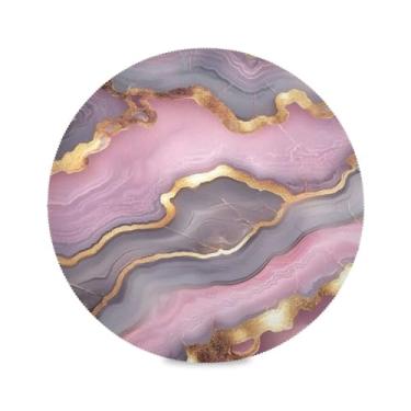 Imagem de STAYTOP Lindo jogo americano redondo com textura de mármore, 6 peças, tapetes de mesa antiderrapantes fáceis de limpar para decoração de mesa de festa e churrasco