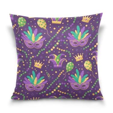 Imagem de ATTX Capas de almofada de máscara de carnaval 50 x 50 cm decorativas com zíper para sala de estar sofá-cama (544)