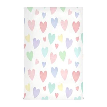 Imagem de Wassud Panos de prato de cozinha de corações arco-íris pastel 1 pacote de panos de prato macios com laço para pendurar toalha de mão super absorvente de secagem rápida toalhas de chá de mesa