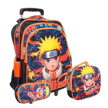 Imagem de Kit Mochila Infantil Grande Rodinhas Naruto Volta As Aulas - TOYS 2U