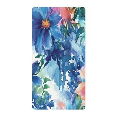 Imagem de Blueangle Lençol de berço padrão para berço infantil - Lençóis de algodão macio e respirável com estampa de flores em aquarela (858)