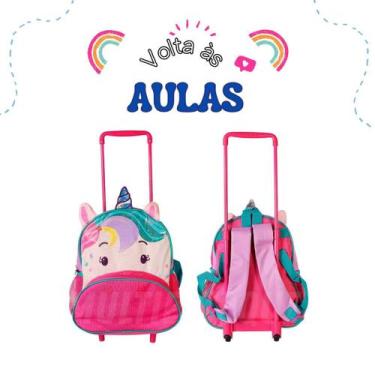 Imagem de Mochila Infantil Roxa Com Rodinhas Em Formato De Unicórnio - Clio Pets