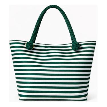 Imagem de Bolsa de Praia Feminina Grande com Alça Trançada e Nécessaire Inclusa 