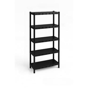 Imagem de Estante com Organizadora de Plástico Modular Multiuso para Cozinha e Quarto Livro (5 Prateleiras Preto)