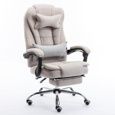 Imagem de Cadeira de escritório de tecido, cadeira de escritório para escritório em casa, cadeira executiva reclinável com encosto alto, função de inclinação acolchoada giratória, cadeiras de altura ajustável