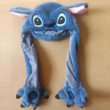 Imagem de Chapéu De Pelúcia Azul Kawaii Stitch Com Orelhas Móveis Para Meninas, 