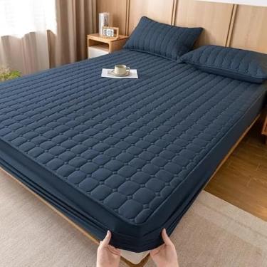 Imagem de Protetor Impermeável Capa para Colchão Matelada com Elástico(Azul Marinho,Queen)