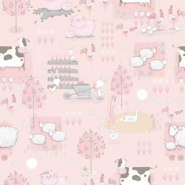 Imagem de Papel de Parede Fazendinha G78376 Rosa Tiny Tots 2 - G78376