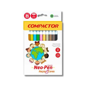 Imagem de Caneta Hidrográfica Neo Pen Gigante 12 Cores Raças & Cores - Compactor