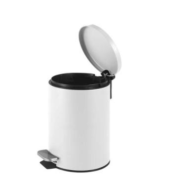 Imagem de Lixeira Redonda com Pedal Multiuso Aço 5 litros - Branco Matte - POWER