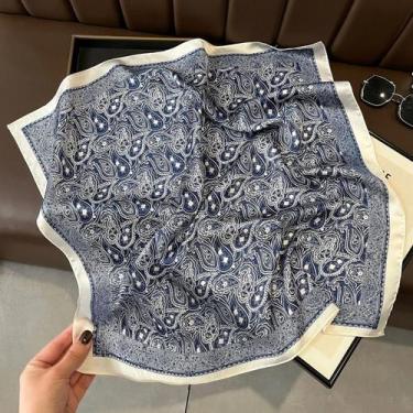 Imagem de Lenço Quadrado De Seda Luxuosa Para Mulheres, Estampado, Para Enrolar 