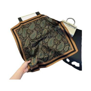 Imagem de Lenço Quadrado De Seda Luxuosa Para Mulheres, Estampado, Para Enrolar 
