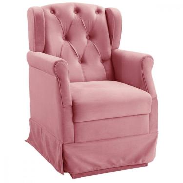 Imagem de Poltrona Para Amamentação Com Balanço Ternura Veludo Coral Coral