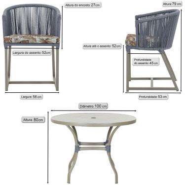 Imagem de Mesa Com 4 Cadeiras E Noronha Estofado 6 Trama Original Prata