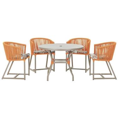 Imagem de Mesa Com 4 Cadeiras E Noronha Estofado 6 Trama Original Terra Cota